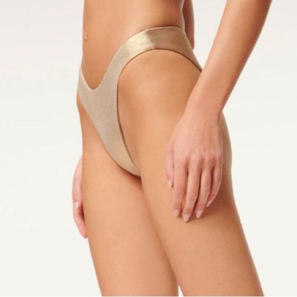NWT Good American Size 2 M Mink Gold Reversible Metallic Better Bikini Bottom - Picture 6 of 10